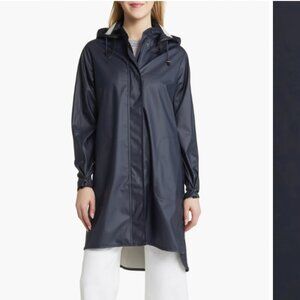 Ilse Jacobsen Hooded Raincoat NWT Size 38/US 8 Dark Indigo